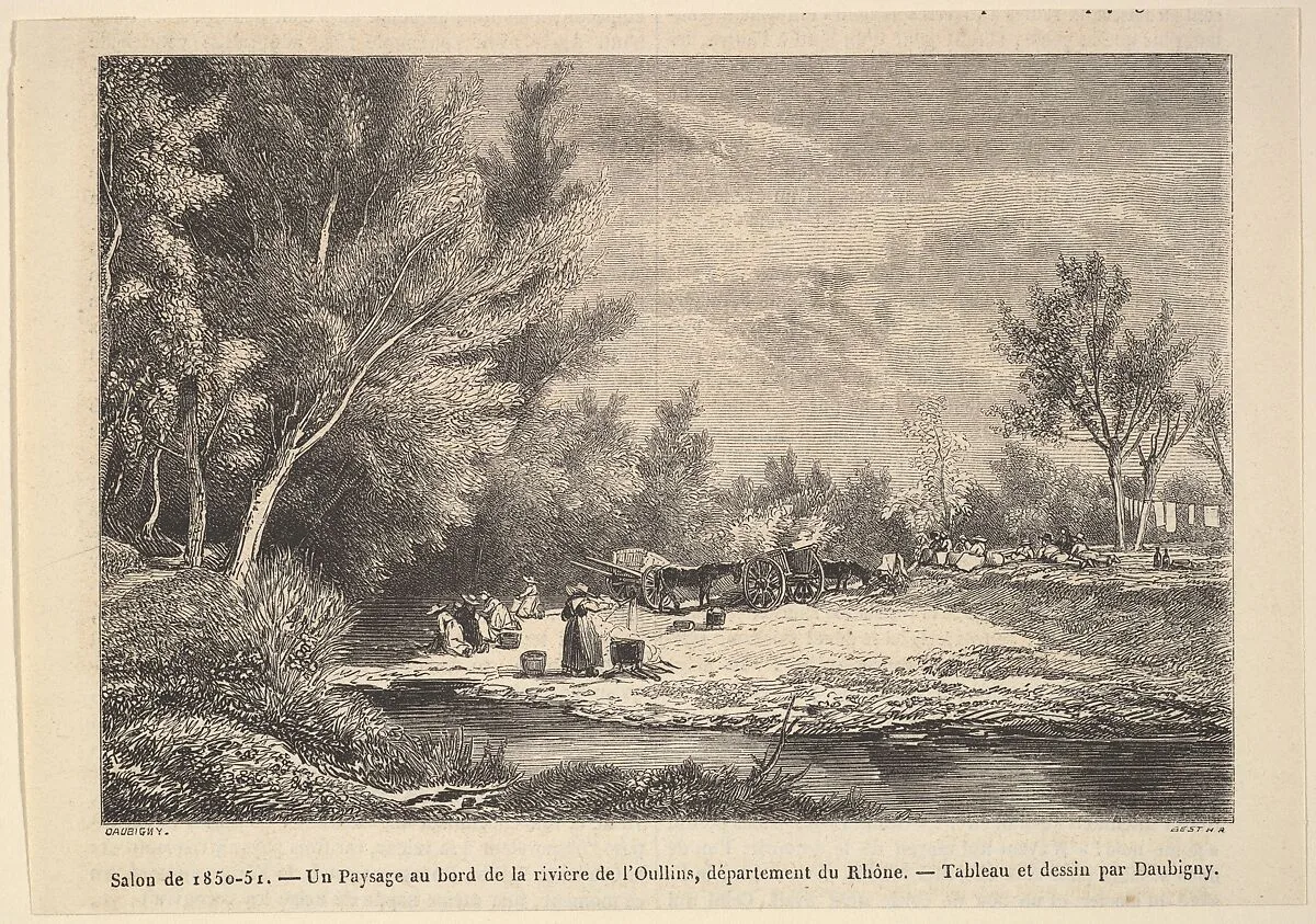 Salon de 1850-51. Landscape along the shores of the river Oullins — Charles-François Daubigny