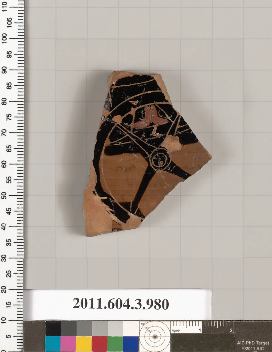 Terracotta fragment of a lekanis lid (covered dish) — Unknown