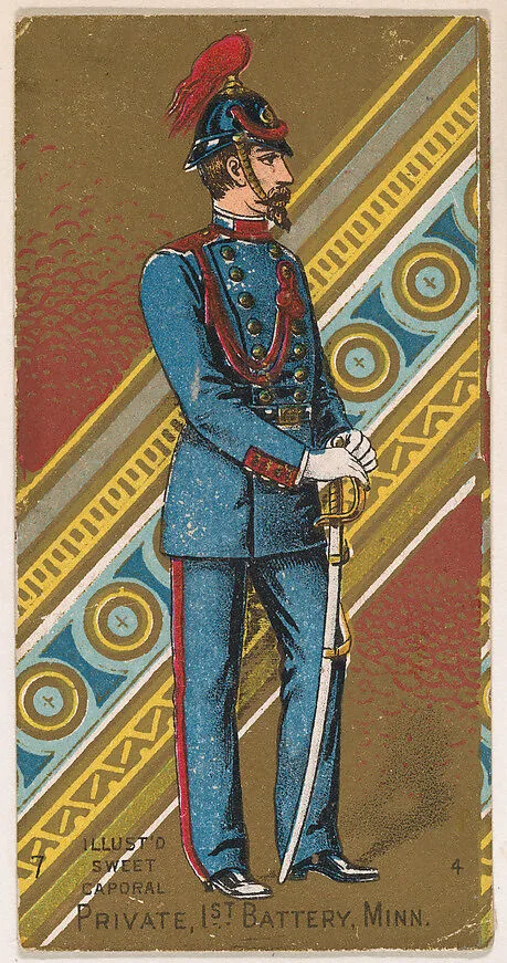 Private, 1st Battery, Minnesota, from the Military Series (N224) issued by Kinney Tobacco Company to promote Sweet Caporal Cigarettes — Kinney Brothers Tobacco Company