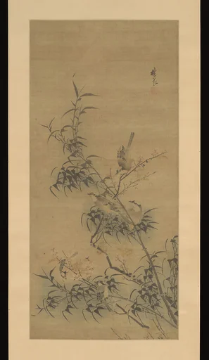 明 佚名 仿林良 喜上梅梢圖 軸|Birds Amidst Blossoming Plum and Bamboo