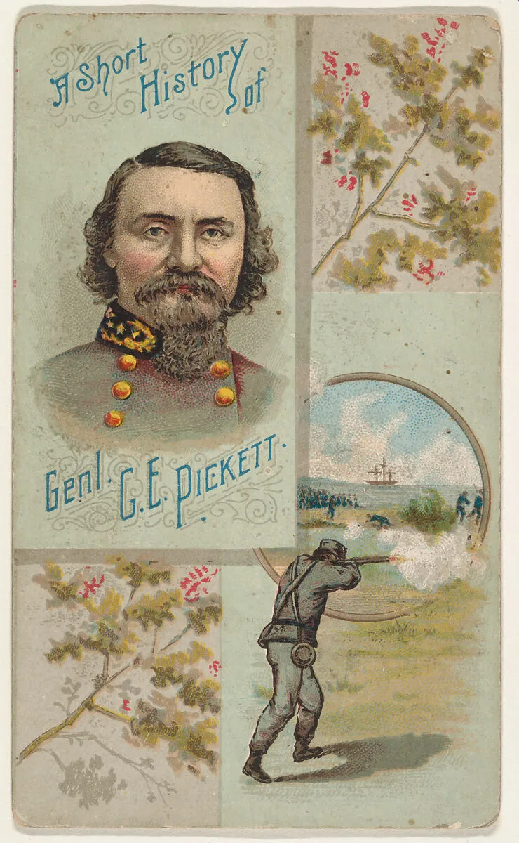 A Short History of General G. E. Pickett, from the Histories of Generals series (N114) issued by W. Duke, Sons & Co. to promote Honest Long Cut Smoking and Chewing Tobacco — W. Duke, Sons & Co.|Knapp & Company