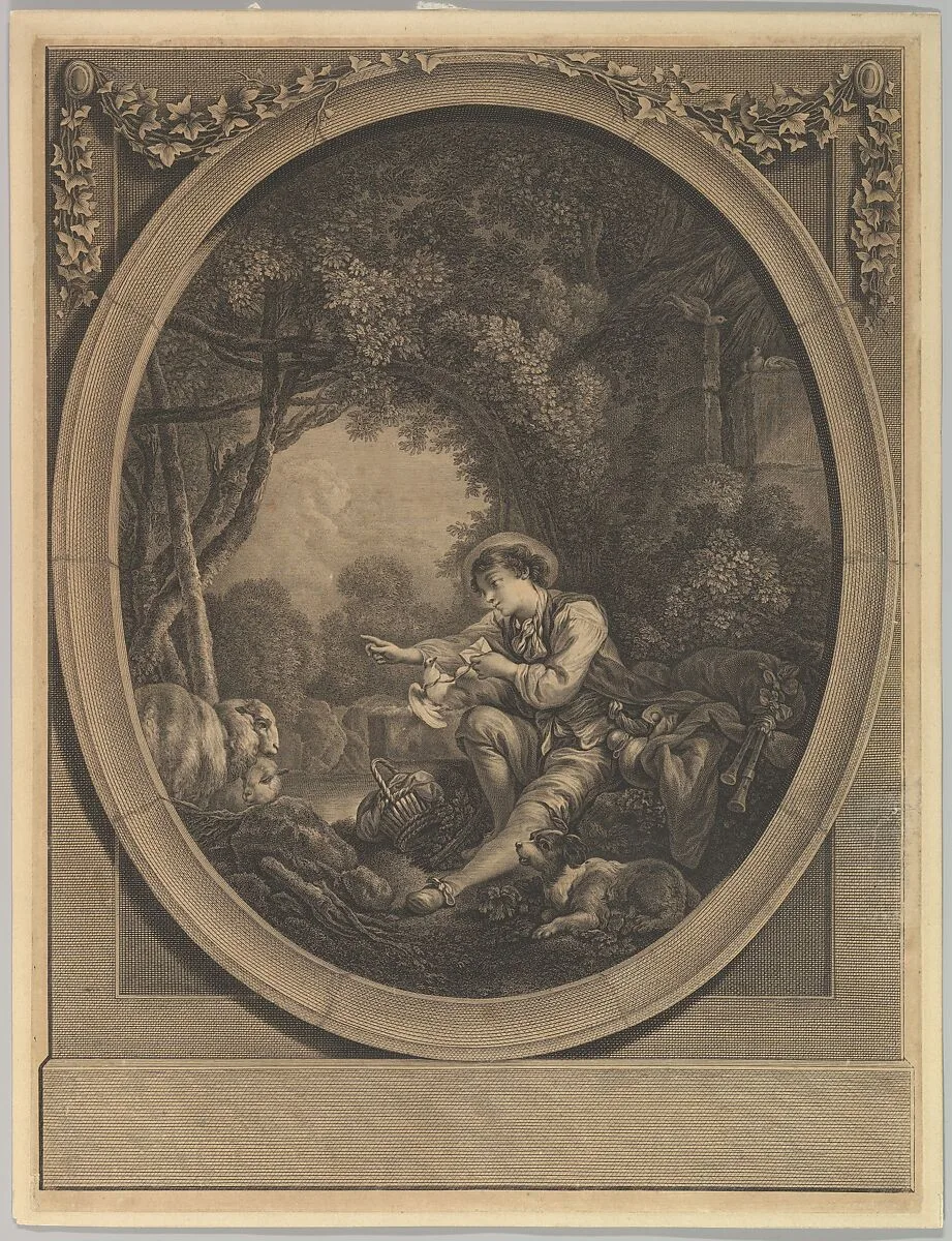 L'Départ du Courier (The Departure of the Messenger) — Jacques Firmin Beauvarlet|François Boucher