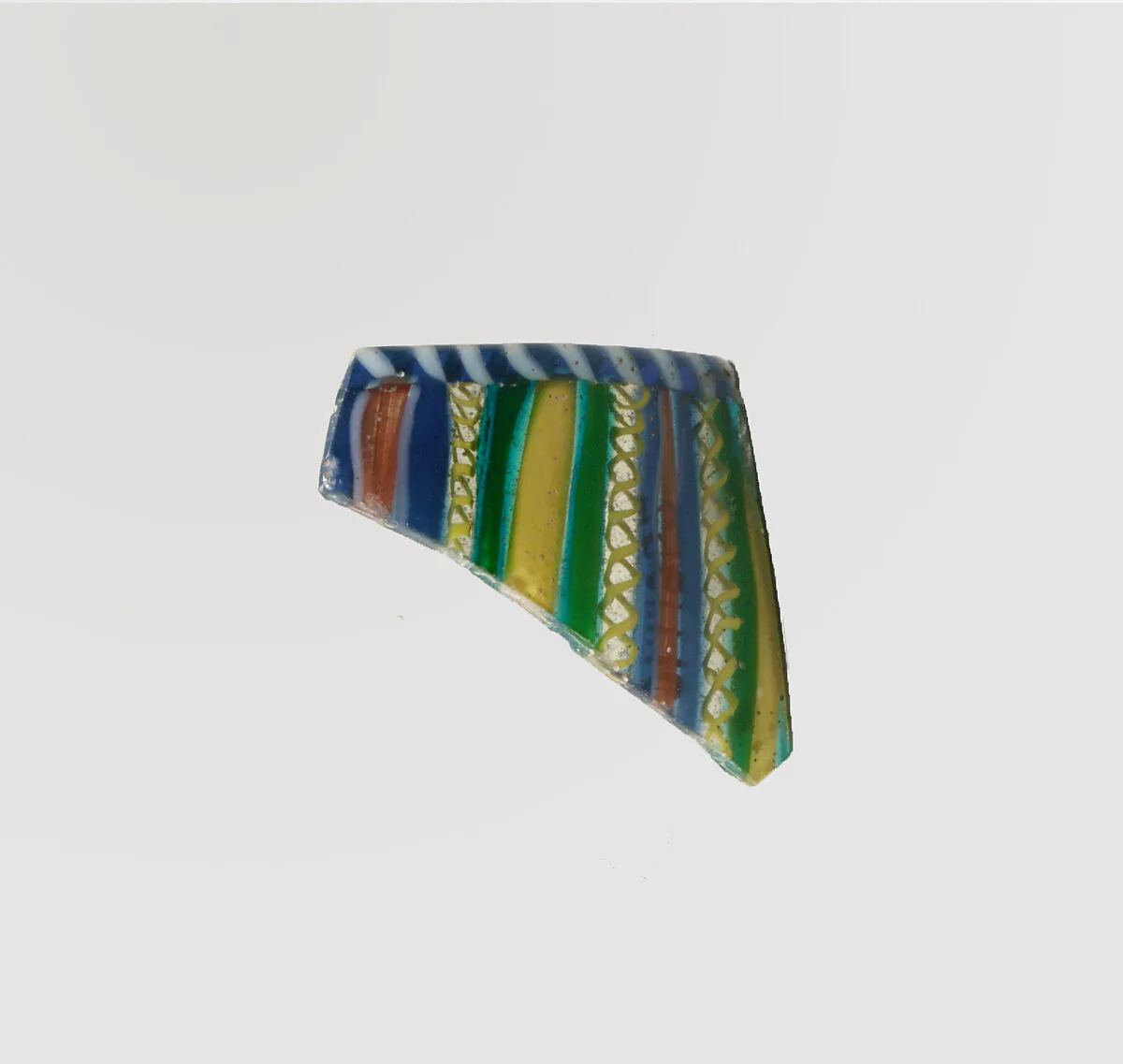 Glass striped mosaic bowl fragment — Unknown