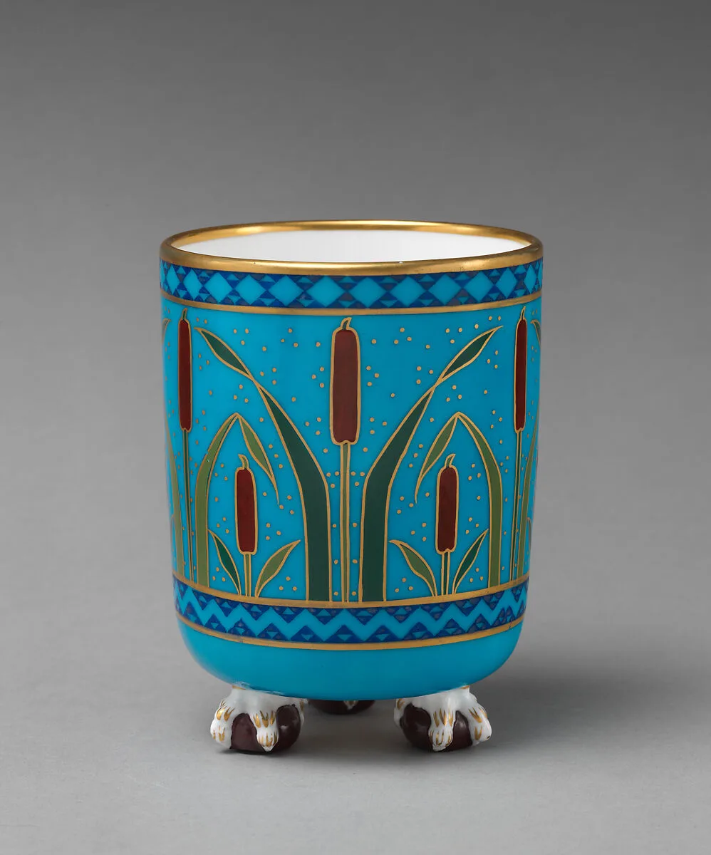 Cylindrical vase with cattail motif — Minton(s)