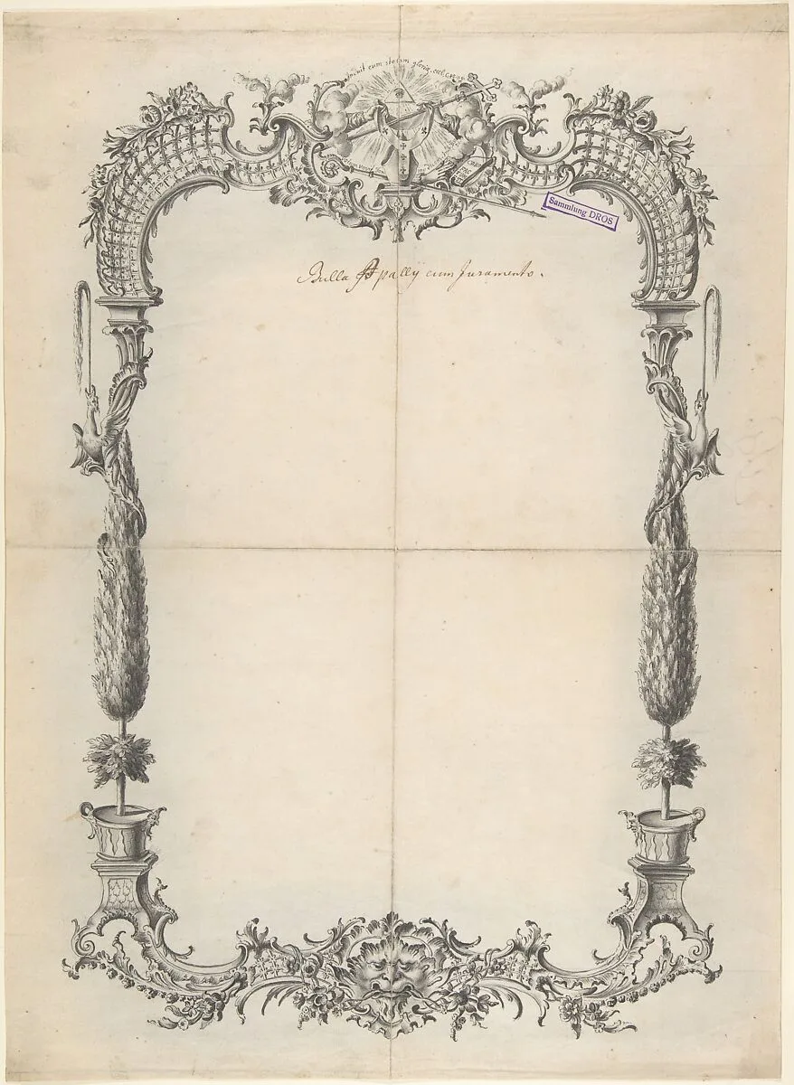 Design for Frame with Trees and Trellises — Johann Oktavian Salver