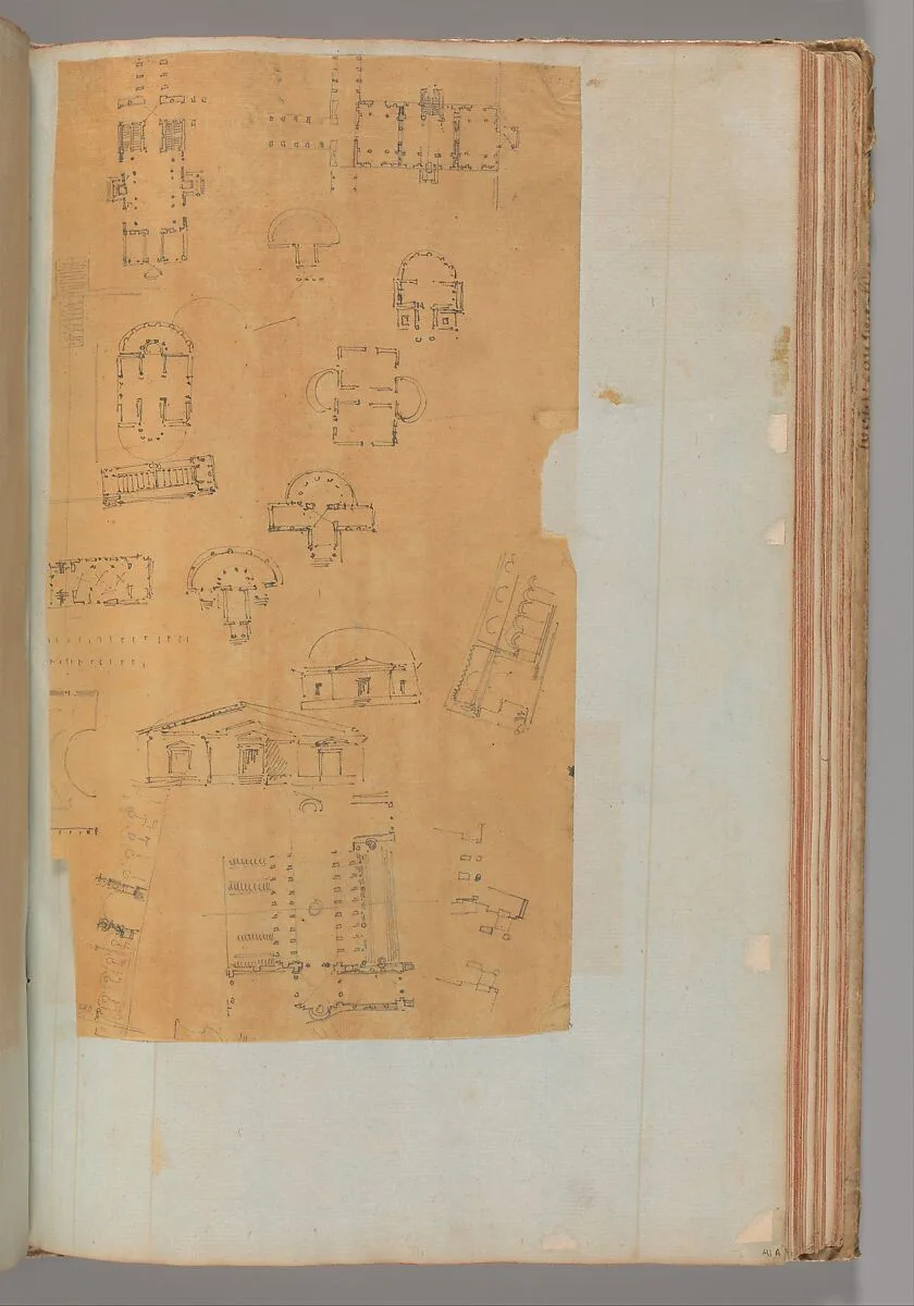 Page from a Scrapbook containing Drawings and Several Prints of Architecture, Interiors, Furniture and Other Objects — Pierre François Léonard Fontaine|Charles Percier