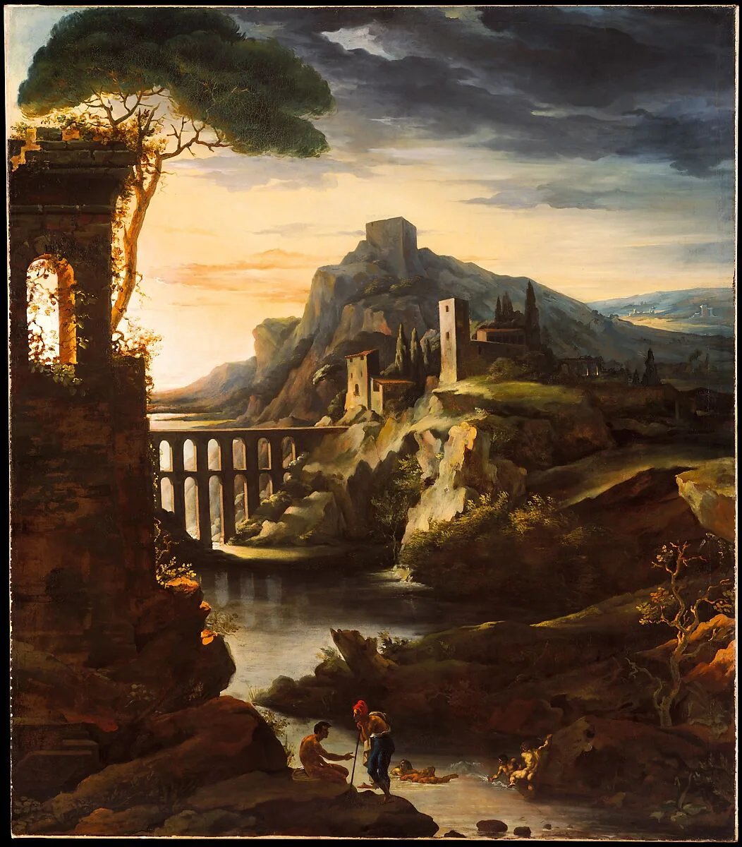 Evening: Landscape with an Aqueduct — Théodore Gericault