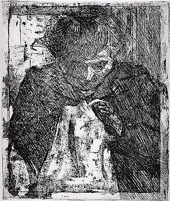 The Artist's Mother Sewing — Umberto Boccioni