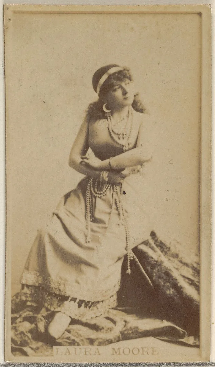 Laura Moore, from the Actors and Actresses series (N45, Type 8) for Virginia Brights Cigarettes — Allen & Ginter
