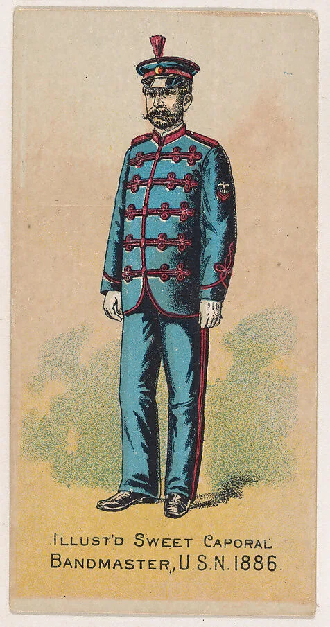 Bandmaster, United States Navy, 1886, from the Military Series (N224) issued by Kinney Tobacco Company to promote Sweet Caporal Cigarettes — Kinney Brothers Tobacco Company