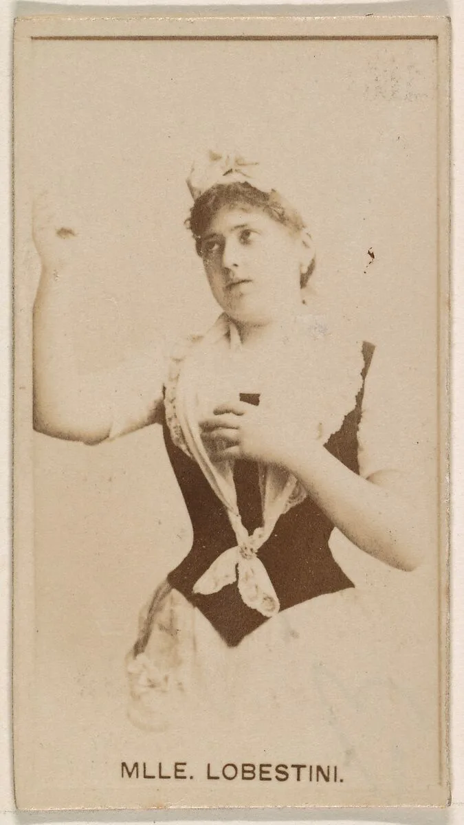 Mlle. Lobestini, from the Actresses series (N245) issued by Kinney Brothers to promote Sweet Caporal Cigarettes — Kinney Brothers Tobacco Company