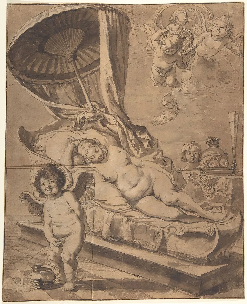 Venus and Cupid (r); Studies of a Woman (v.) — Nikolaus Knüpfer