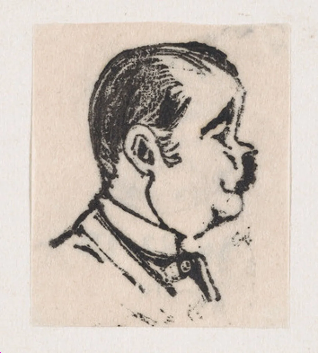 A profile of a man with a dark mustache looking to the right — José Guadalupe Posada