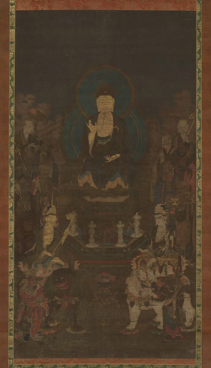 釈迦三尊十大弟子像|Shaka (Shakyamuni), the Historical Buddha, with Two Attendant Bodhisattvas and the Ten Great Disciples — Unknown