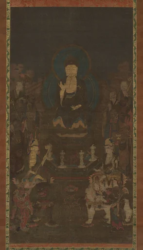 釈迦三尊十大弟子像|Shaka (Shakyamuni), the Historical Buddha, with Two Attendant Bodhisattvas and the Ten Great Disciples