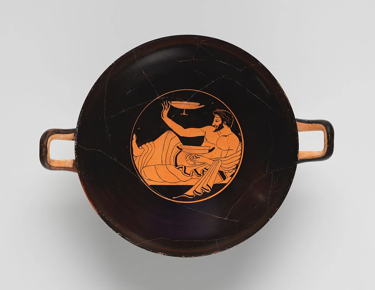 Terracotta kylix (drinking cup) — Kleophrades Painter