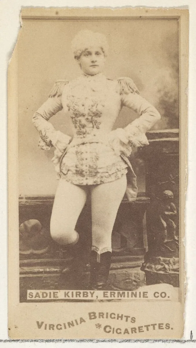 Sadie Kirby, Erminie Co., from the Actors and Actresses series (N45, Type 1) for Virginia Brights Cigarettes — Allen & Ginter
