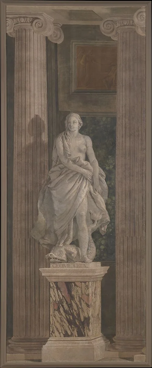Allegorical Figure Representing Geometry — Girolamo Mengozzi (called Colonna)|Giovanni Battista Tiepolo
