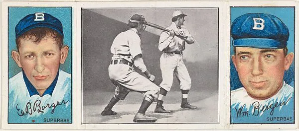 "A Great Batsman," with Edward B. Barger and William Bergen, from the series Hassan Triple Folders (T202) — Hassan Cigarettes