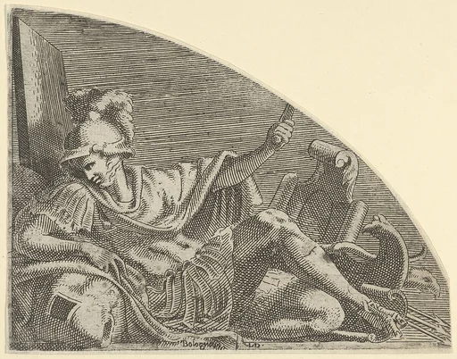 Mars seated on his Trophies
