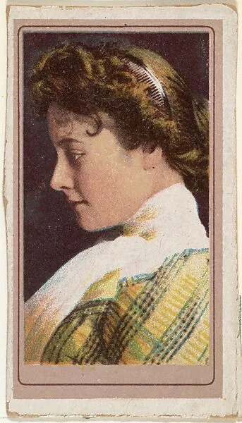 Actress wearing yellow plaid bodice, from the Actresses series (T176) issued by Sweet Caporal Cigarettes — Kinney Brothers Tobacco Company