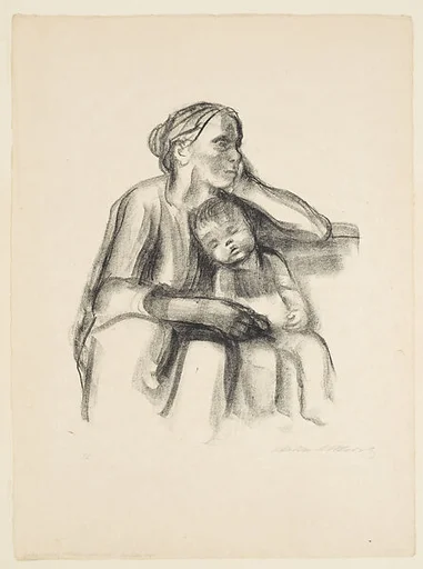 Worker Woman with Sleeping Boy