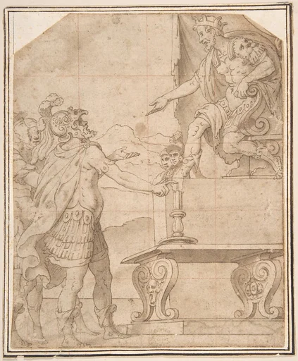 Mucius Scaevola Burning off his Hand before Porcenna