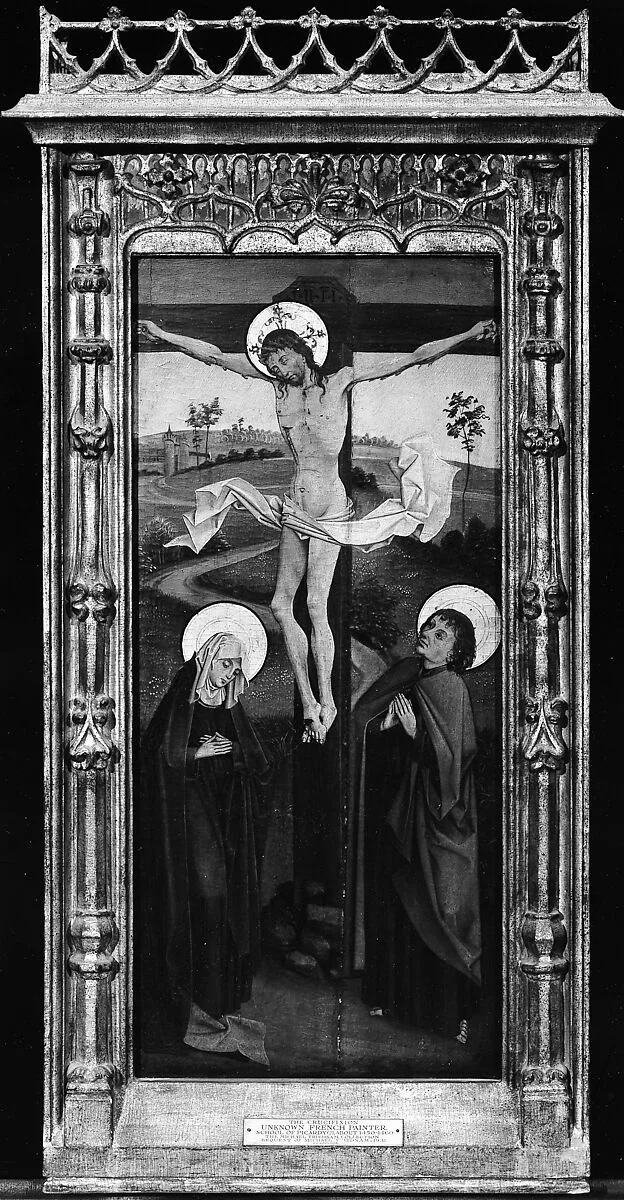 The Crucifixion, (reverse) Saint Francis of Assisi; The Resurrection, (reverse) An Abbot Saint, Possibly Saint Benedict — Northern French Painter
