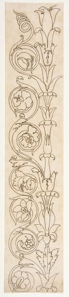 Ornamental drawings (recto) blank (verso) — Anonymous, French, 16th century