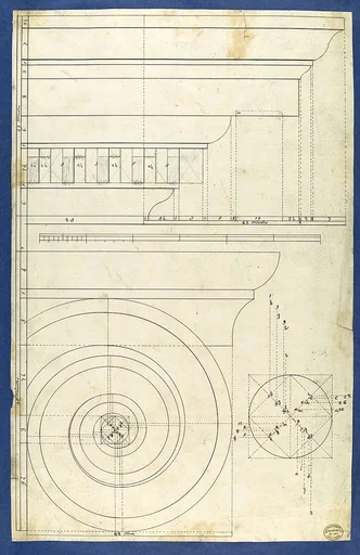 Rule for Drawing the Spiral Lines of the Volute of the Ionic Order, in Chippendale Drawings, Vol. I
