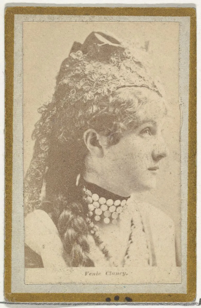 Venie Clancy, from the Actresses and Celebrities series (N60, Type 2) promoting Little Beauties Cigarettes for Allen & Ginter brand tobacco products — Allen & Ginter