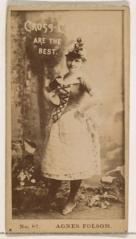 Card Number 87, Agnes Folsom, from the Actors and Actresses series (N145-2) issued by Duke Sons & Co. to promote Cross Cut Cigarettes — W. Duke, Sons & Co.