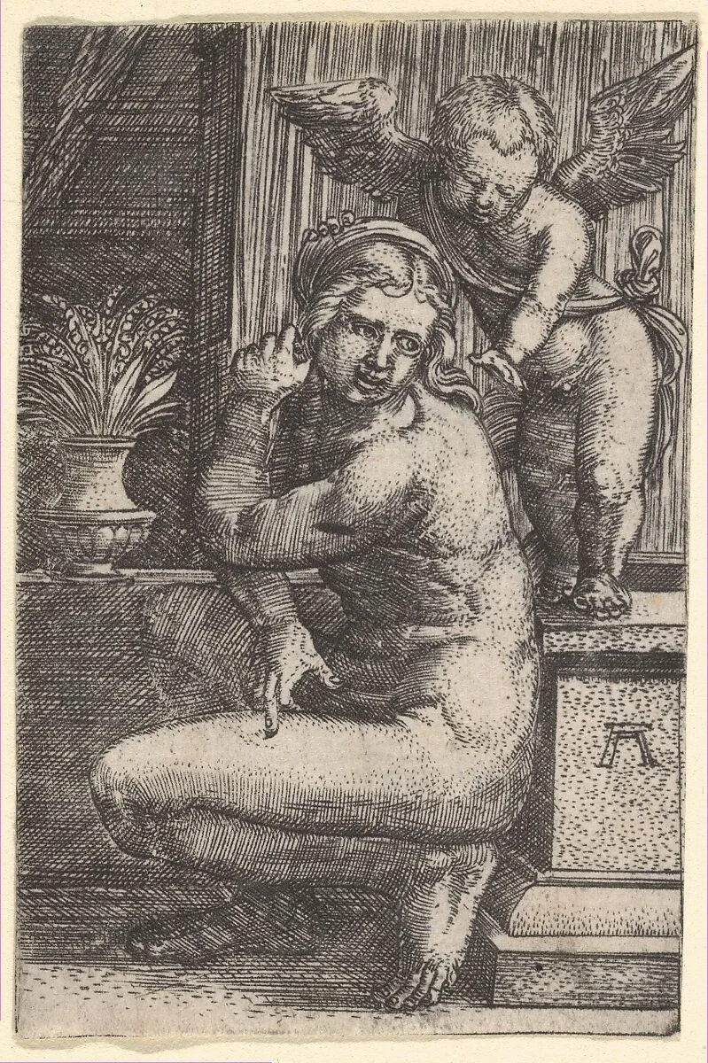 Venus Crouching — Albrecht Altdorfer|Marcantonio Raimondi