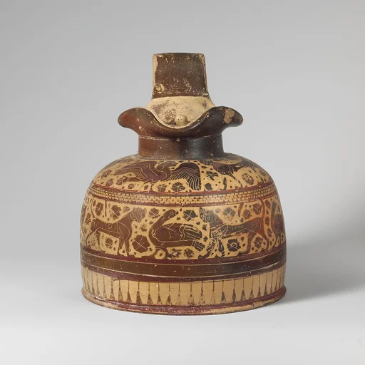 Terracotta oinochoe (jug) with lid