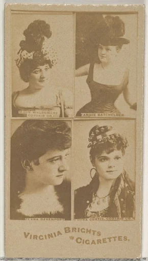 Maud Waldemere, Corsair Co./ Fannie Batchelder/ Clara Davenport/ Laura Curtis, Corsair Co., from the Actors and Actresses series (N45, Type 4) for Virginia Brights Cigarettes