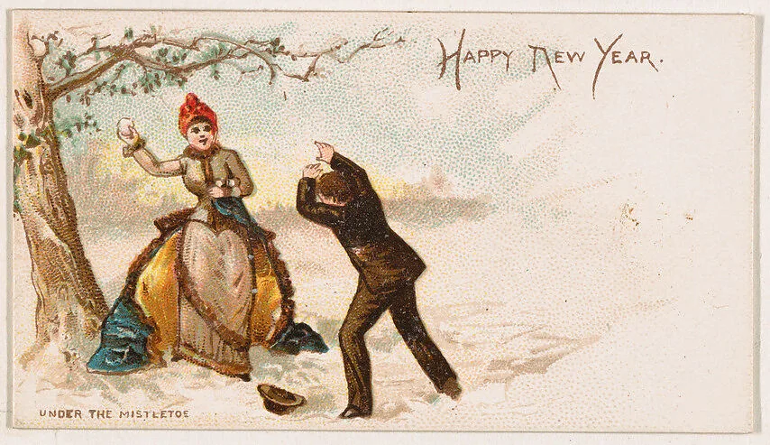 Happy New Year, from the New Years 1890 series (N227) issued by Kinney Bros. — Kinney Brothers Tobacco Company