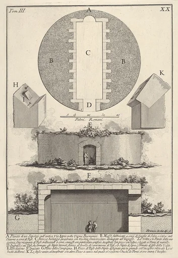 Plan of a tomb on the Appian Way in Vigna Buonamici (Pianta di un sepolcro sull'antica Via Appia nella Vigna Buonamici), from the series 'Le Antichità Romane'