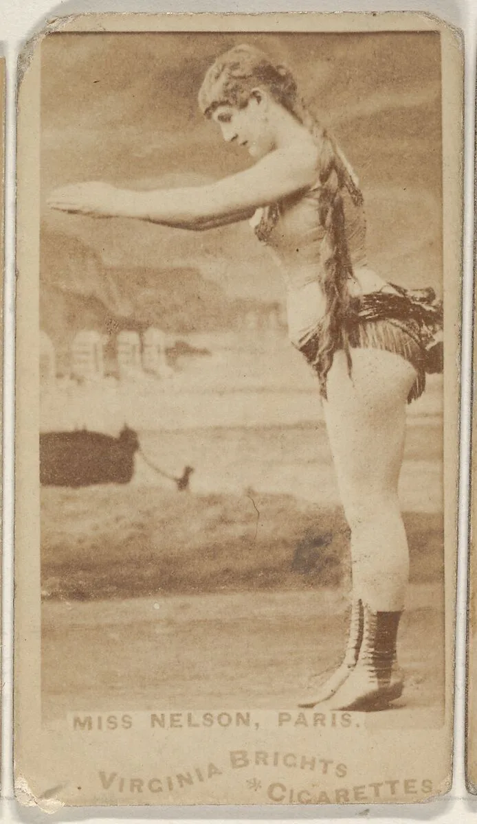Miss Nelson, Paris, from the Actors and Actresses series (N45, Type 1) for Virginia Brights Cigarettes — Allen & Ginter