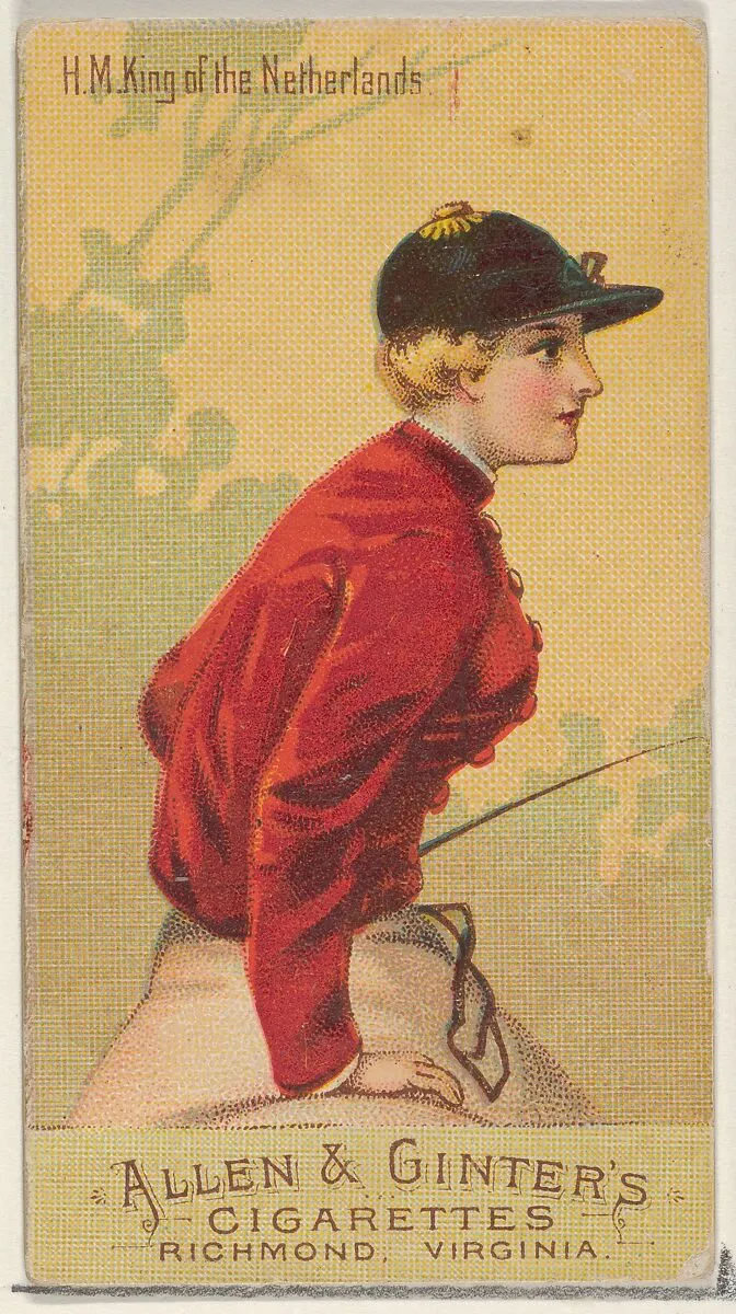 H.M. King of the Netherlands, from the Racing Colors of the World series (N22b) for Allen & Ginter Cigarettes — Allen & Ginter