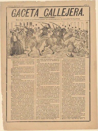 Page from the 'Gaceta Callejera' relating to the continuation of anti-re-election riots