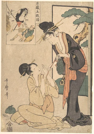 忠臣蔵五段目|A Woman Snatching a Bag of Sweetmeats from Her MotHer