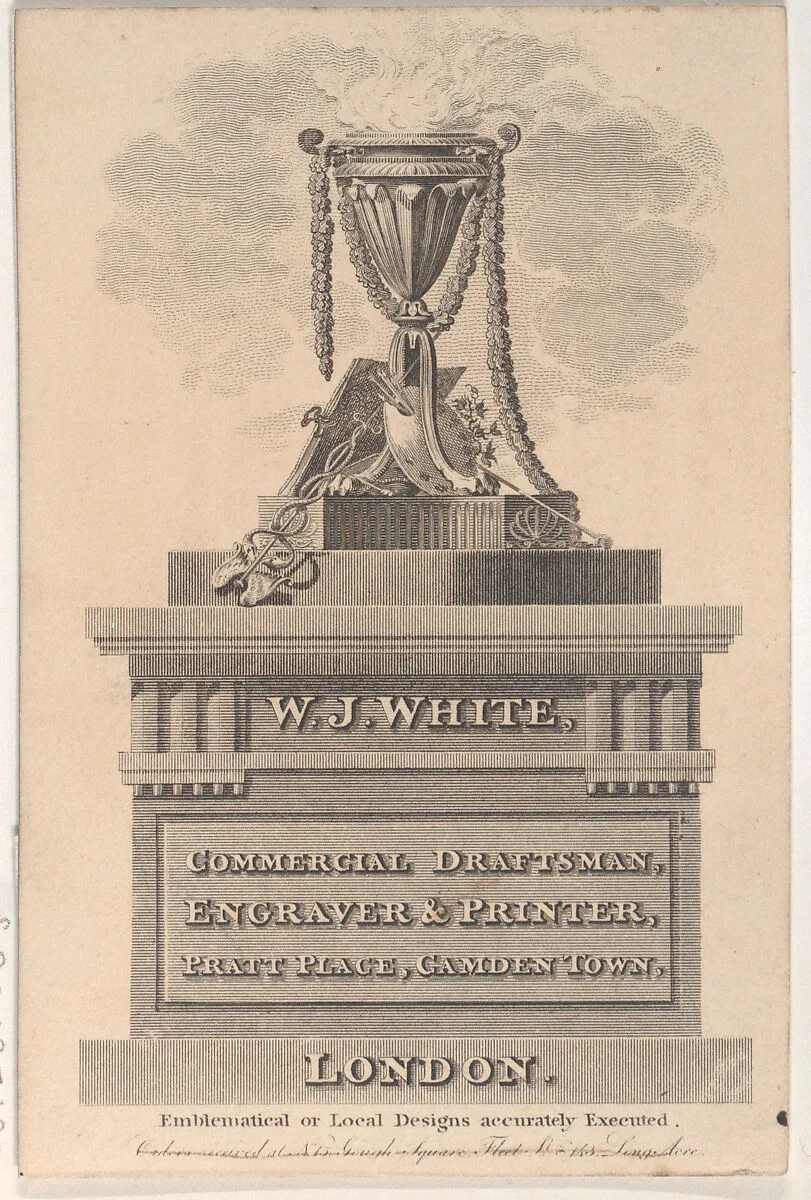 Trade Card for W. J. White, Commercial Draftsman, Engraver & Printer — Anonymous, British, 19th century