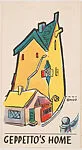 Geppetto's Home, bakery insert card from the Pinocchio Circus Performers series (D64) — Walt Disney Productions
