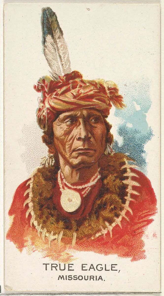 True Eagle, Missouria, from the American Indian Chiefs series (N2) for Allen & Ginter Cigarettes Brands — Allen & Ginter