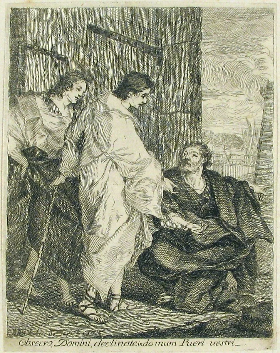 Lot Invites Two Angels to Enter His House — Paul Ponce Antoine Robert-de-Seri
