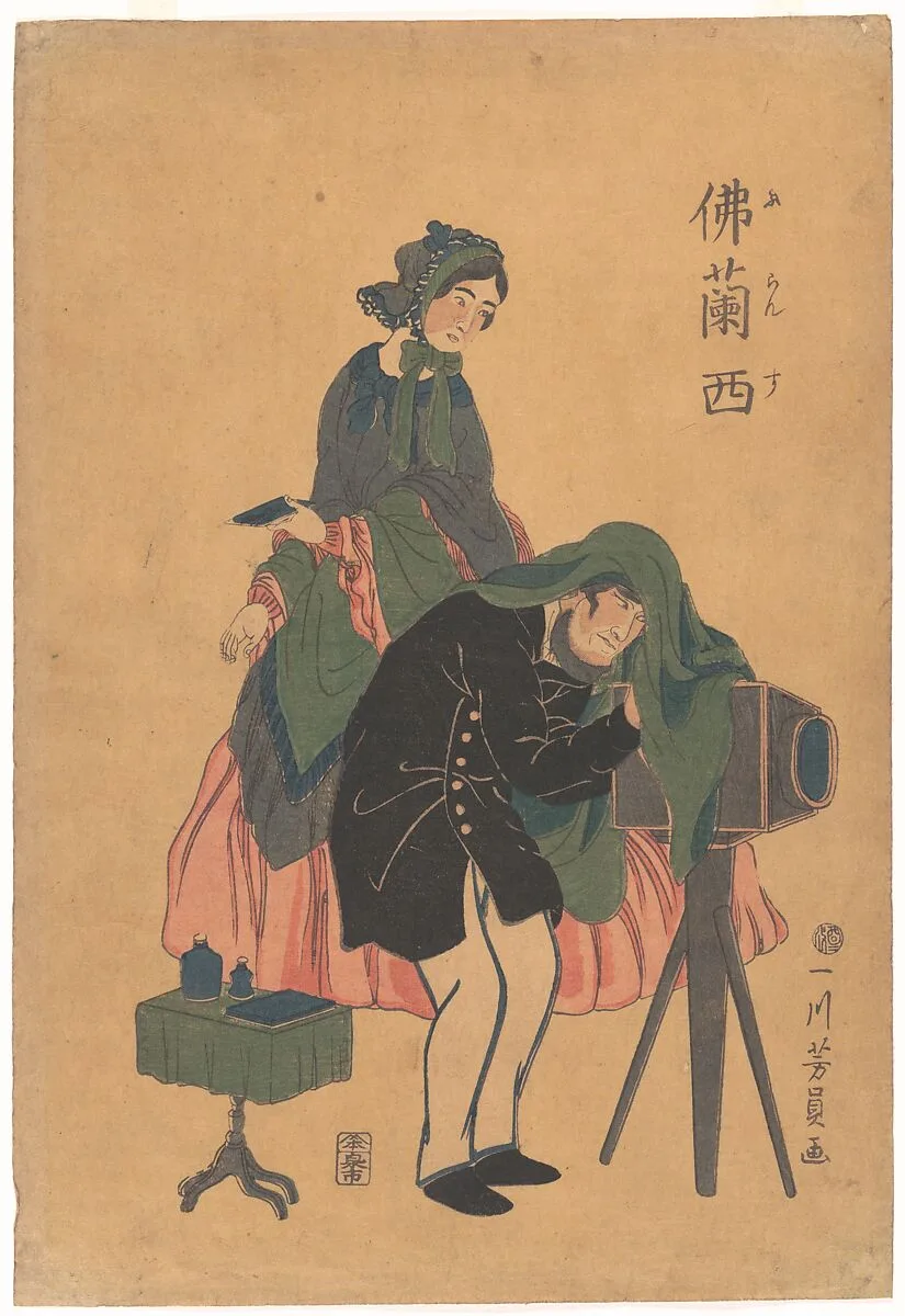 仏蘭西|French Photographer with His Wife — Utagawa Yoshikazu
