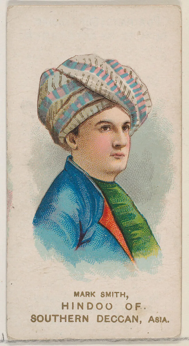 Mark Smith as Hindoo of Southern Deccan, Asia, from the set Actors and Actresses, Second Series (N71) for Duke brand cigarettes — W. Duke, Sons & Co.|Knapp & Company