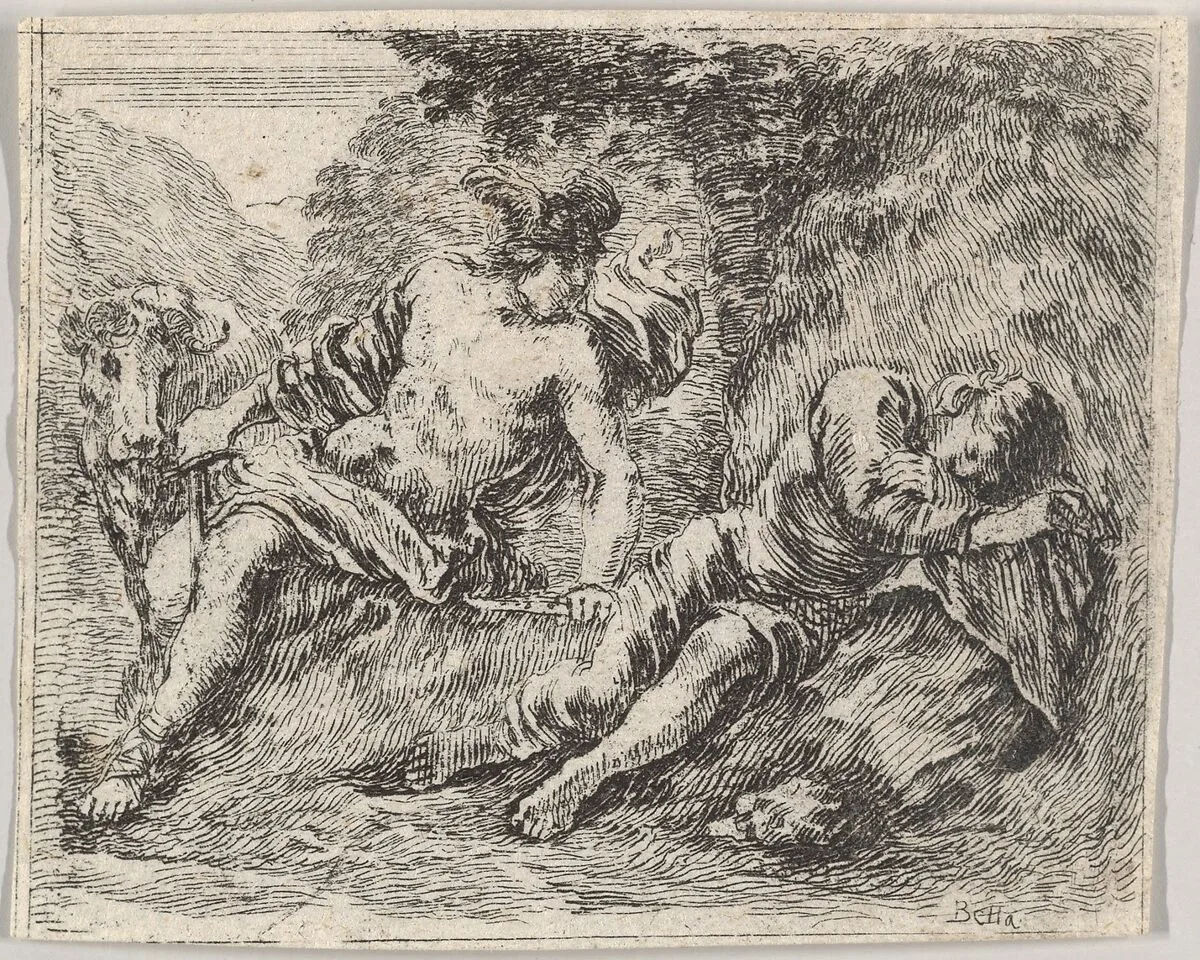 Mercury and Argos, from 'Game of Mythology' (Jeu de la Mythologie) — Stefano della Bella