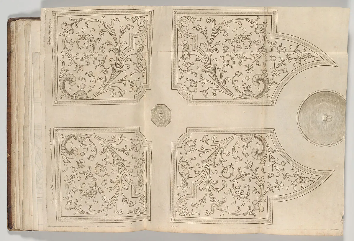 Design for a fountain and four square parterres for a pleasure garden — Noel Mollet|Kristina, Queen of Sweden|André Mollet|Jacques Mollet|Henry Kayser|Jan van de Velde IV|Wolfgang Hartmann