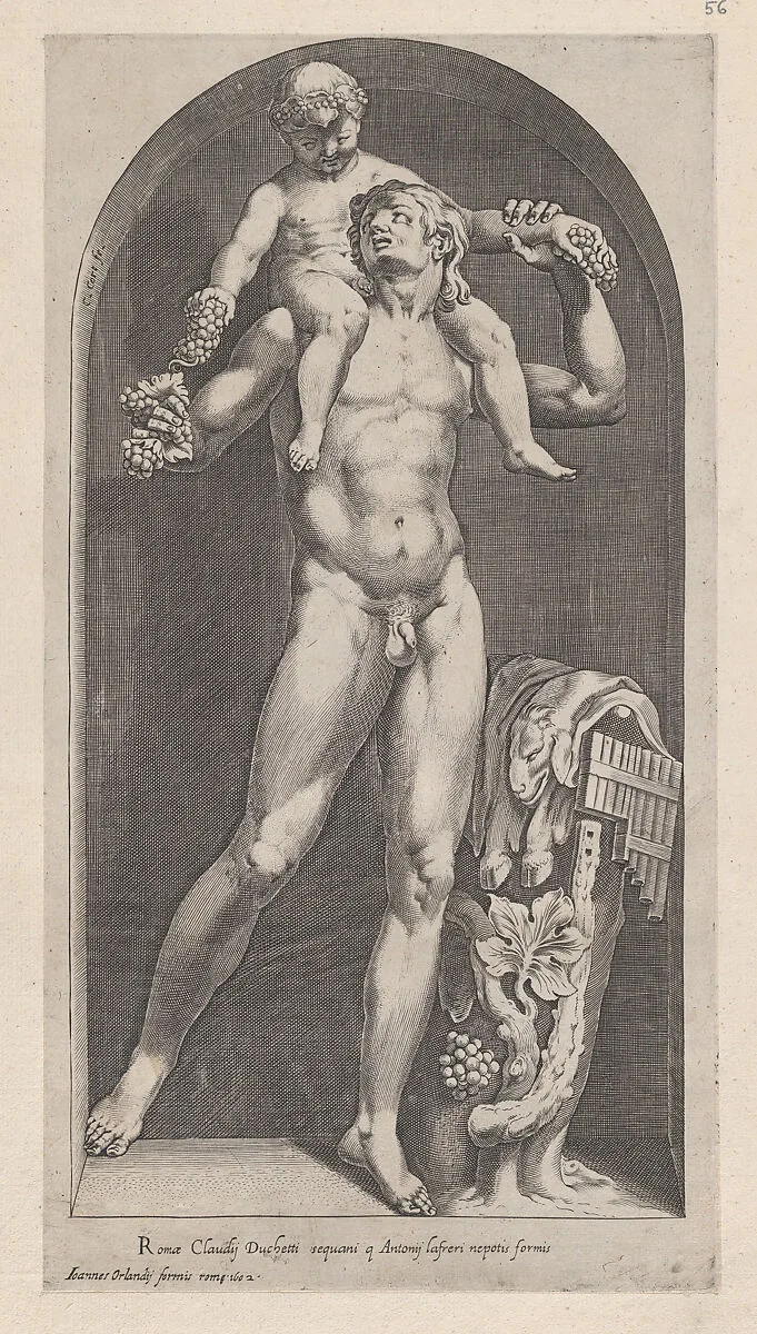 Speculum Romanae Magnificentiae: Bacchus on the Shoulders of a Satyr — Cornelis Cort|Antonio Lafreri|Claudio Duchetti|Giovanni Orlandi